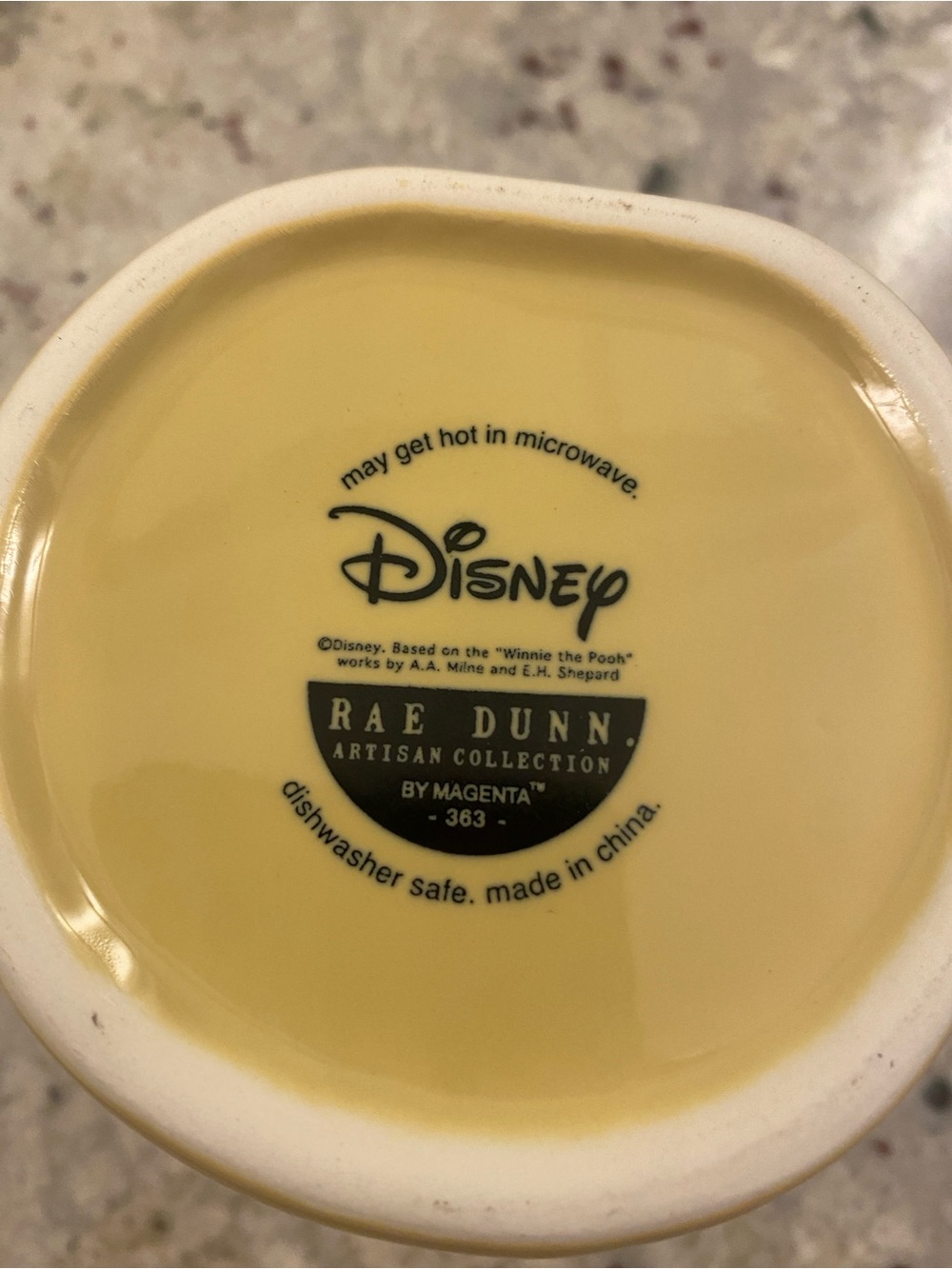 Rae Dunn Disney Winnie the Pooh Yellow and White Ceramic Mug NWT - Picture 4 of 6
